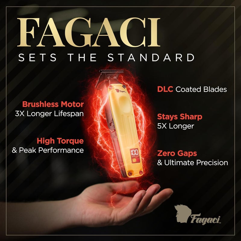 Fagaci Professional Zero Gapped Trimmer for Men, 5X Longer Sharpness Cordless Beard Trimmer for Men, T Liners Professional Trimmers for Barbers with Brushless Motor, Zero Gap Trimmers Barber T Blade - Image 3